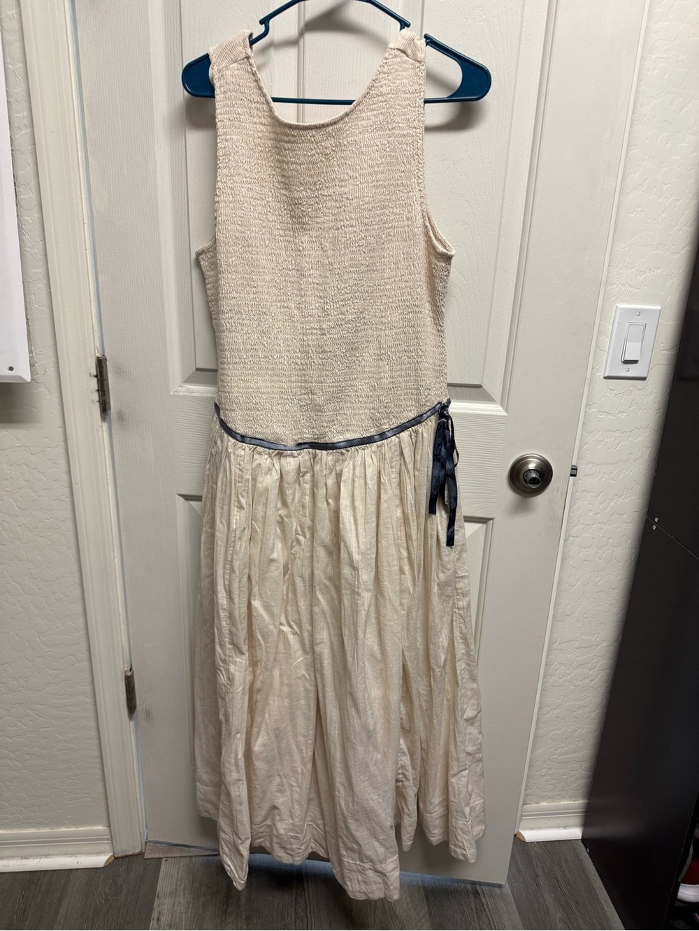 Free People Nightingale Seersucker Drop Waist Smocked Bodice Dress
